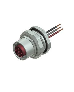 Flansch • Hinterwandmontage • M12x1 • 5-pol. • A-codiert • Litze • AWG24 • M16x1,5 • Kupplung axial • Einbauflansch • 0,5 m