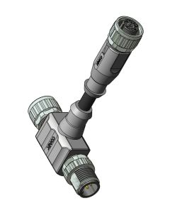 M12x1 • 2x Female connector M12x1 axial • 8-pos. • TPU halogeenfree high flexible • 0,3 m