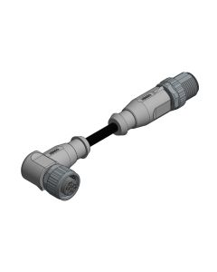 Female connector angled • A-coded • Double ended • M12x1 • 4- pos. • 0,3 m • 0,34 mm² • TPU halogeenfree high flexible • Unshielded