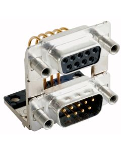 D-SUB Dual Port • Dual port 9-pos. / 9-pos. • Dual port plug upper / Plug bottom • Solder pin angled .625" • Quality class 3