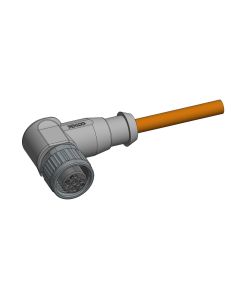 Female connector angled • A-coded • single ended • M12x1 • 5- pos. • 2 m • 0,34 mm² • TPU irradiated • Unshielded