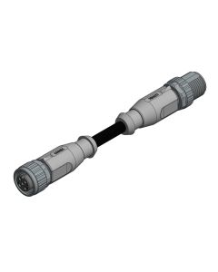 Female connector axial • A-coded • Double ended • M12x1 • 4- pos. • 0,3 m • 0,34 mm² • TPU halogeenfree shielded • Shielded