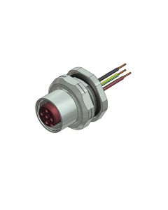 Flansch • Hinterwandmontage • M12x1 • 4-pol. • A-codiert • Litze • AWG24 • PG9 • Kupplung axial • Einbauflansch • 0,5 m