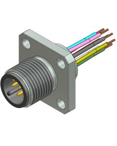 Flansch • Stecker axial • Frontmontage • M12x1 • 4-pol. • A-codiert • Litze • AWG24 • Ungeschirmt  M16x1,5