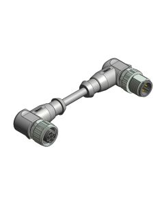 Female connector angled • A-coded • Double ended • M12x1 • 4- pos. • 3 m • 0,34 mm² • PVC • Unshielded