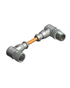 Female connector angled • A-coded • Double ended • M12x1 • 3-pos. • 3 m • 0,34 mm² • TPU irradiated • Unshielded