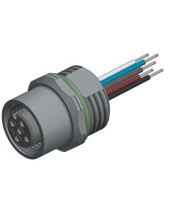 Flansch • Kupplung axial • M12x1 • 5-pol. • A-codiert • Litze • AWG24 • Ungeschirmt  PG9