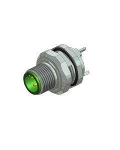 Sockets • Male connector axial • Back panel mounting • M12x1 • 4- pos. • 6,75 mm • D-coded • Solder pin straight • Shielded  M16x1,5 • Shielded