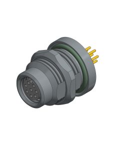 Sockets • Female connector axial • Back panel mounting • M8x1 • 8-pos. • 5,5 mm • A-coded • Solder pin straight • Unshielded  M12x1
