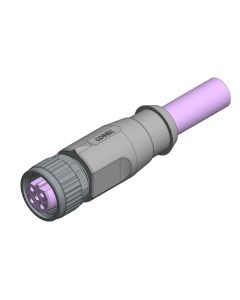 Female connector axial • B-coded • single ended • M12x1 • 4- pos. • 2 m • 2xAWG22 • TPU shielded SFTP • Shielded