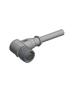 Female connector angled • A-coded • single ended • M12x1 • 6-pos. • 2 m • 0,25 mm² • PVC • Unshielded