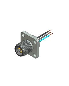 Flansch • Stecker axial • Frontmontage • M12x1 • 5-pol. • A-codiert • Litze • AWG24 • Ungeschirmt  M16x1,5