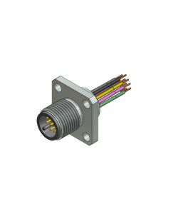 Flansch • Stecker axial • Frontmontage • M12x1 • 12-pol. • A-codiert • Litze • AWG26 • Ungeschirmt  M16x1,5