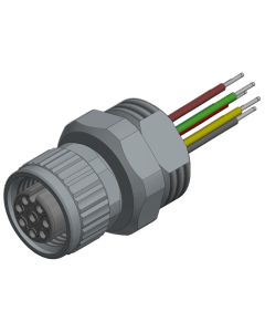 Flansch • Kupplung axial • Frontmontage • M12x1 • 8-pol. • A-codiert • Litze • AWG24 • Ungeschirmt  M16x1,5