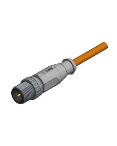 Male connector axial • A-coded • single ended • M12x1 • 4- pos. • 2 m • 0,34 mm² • TPU irradiated • Unshielded