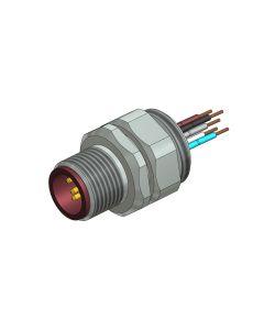Flansch • Positionierbar • M12x1 • 5-pol. • A-codiert • Litze • AWG24 • PG9 • Stecker axial • Einbauflansch • 0,5 m