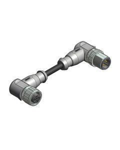 Female connector angled • A-coded • Double ended • M12x1 • 4- pos. • 3 m • 0,34 mm² • TPU halogeenfree high flexible • Unshielded