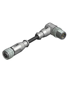 Female connector axial • A-coded • Double ended • M12x1 • 4- pos. • 3 m • 0,34 mm² • TPU halogeenfree high flexible • Unshielded