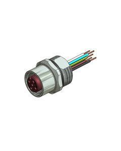 Flansch • Frontmontage • M12x1 • 4-pol. • A-codiert • Litze • AWG24 • PG9 • Kupplung axial • Einbauflansch • 0,5 m