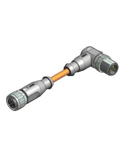 Female connector axial • A-coded • Double ended • M12x1 • 4- pos. • 3 m • 0,34 mm² • TPU irradiated • Unshielded