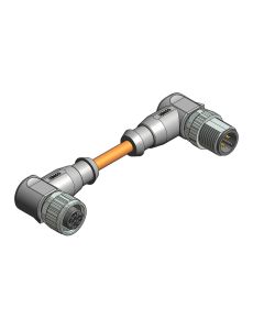 Female connector angled • A-coded • Double ended • M12x1 • 4- pos. • 3 m • 0,34 mm² • TPU irradiated • Unshielded