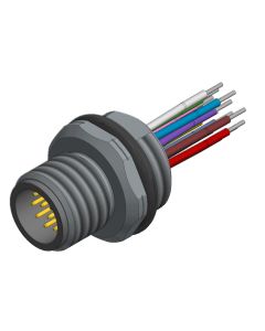 Flansch • Stecker axial • Frontmontage • M12x1 • 12-pol. • A-codiert • Litze • AWG26 • Ungeschirmt  PG9