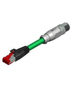 0,3 m • Male connector axial • A-coded • Double ended • RJ45 • AWG24 • PVC shielded • Shielded