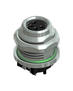 Flansch • Kupplung axial • Hinterwandmontage • M8x1 • 4-pol. • 6 mm • A-codiert • SMT • Ungeschirmt