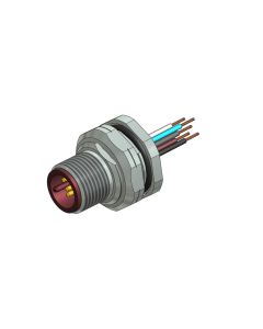 Flansch • Hinterwandmontage • M12x1 • 5-pol. • A-codiert • Litze • AWG24 • PG9 • Stecker axial • Einbauflansch • 0,5 m