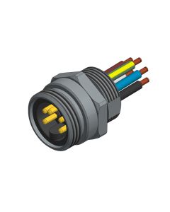 Flansch • Stecker axial • Frontmontage • 7/8 • 4-pol.+PE • Litze • AWG14 • Ungeschirmt  PG13,5
