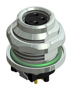 Flansch • Kupplung axial • Hinterwandmontage • 3-pol. • 6 mm • A-codiert • THR • Geschirmt