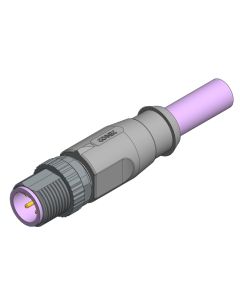 Male connector axial • B-coded • single ended • M12x1 • 4- pos. • 2 m • 2xAWG22 • TPU shielded SFTP • Shielded