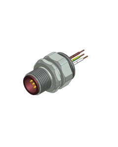 Flansch • Positionierbar • M12x1 • 4-pol. • A-codiert • Litze • AWG24 • PG9 • Stecker axial • Einbauflansch • 0,5 m