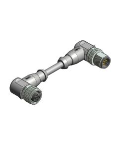 Female connector angled • A-coded • Double ended • M12x1 • 5- pos. • 3 m • 0,34 mm² • PVC • Unshielded