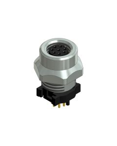 Flansch • Kupplung axial • Frontmontage • M8x1 • 8-pol. • 9 mm • A-codiert • THR • Ungeschirmt