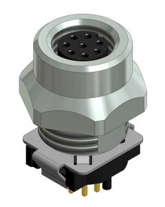 Flansch • Kupplung axial • Frontmontage • M8x1 • 8-pol. • 9 mm • A-codiert • THR • Geschirmt
