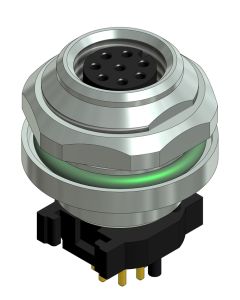 Flansch • Kupplung axial • Hinterwandmontage • M8x1 • 8-pol. • 10 mm • A-codiert • THR • Ungeschirmt
