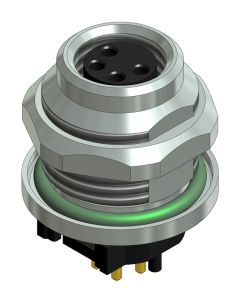 Flansch • Kupplung axial • Hinterwandmontage • 4-pol. • 6 mm • A-codiert • THR • Ungeschirmt