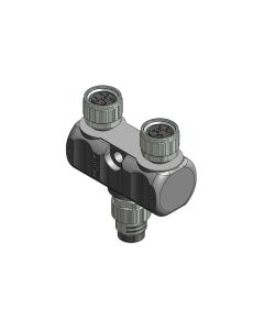 Stecker axial • A-codiert • Y-Verteiler • M8x1 • 4-pol. • 1x Stecker M8x1 + 2x Kupplung M8x1