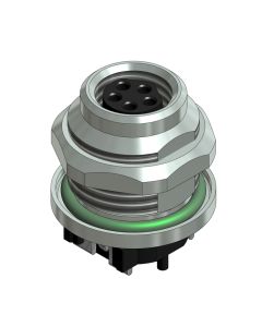 Flansch • Kupplung axial • Hinterwandmontage • M8x1 • 5-pol. • 6 mm • B-codiert • SMT • Ungeschirmt