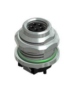 Flansch • Kupplung axial • Hinterwandmontage • M8x1 • 5-pol. • 6 mm • B-codiert • SMT • Geschirmt
