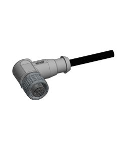 Female connector angled • A-coded • single ended • M12x1 • 3-pos. • 2 m • 0,34 mm² • TPU halogeenfree high flexible • Unshielded