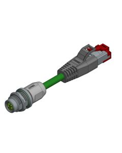 Kupplung axial • A-codiert • Flansch mit Leitung • M8x1 • 4-pol. • 0,3 m • AWG26 • PUR geschirmt, Cat 5e • Geschirmt • Verbindungsleitung • Hinterwandmontage • Geschirmt  M8x1