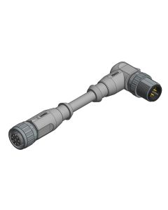 Female connector axial • A-coded • Double ended • M12x1 • 6-pos. • 3 m • 0,25 mm² • PVC • Unshielded