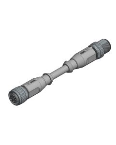Female connector axial • A-coded • Double ended • M12x1 • 6-pos. • 0,3 m • 0,25 mm² • PVC • Unshielded