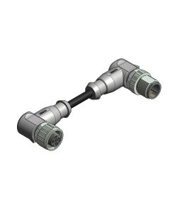 Female connector angled • A-coded • Double ended • M12x1 • 3-pos. • 3 m • 0,34 mm² • TPU halogeenfree high flexible • Unshielded