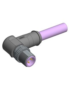 Male connector angled • B-coded • single ended • M12x1 • 4- pos. • 2 m • 2xAWG22 • TPU shielded SFTP • Shielded