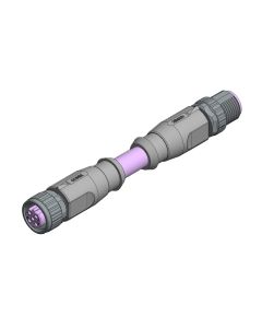 Female connector axial • B-coded • Double ended • M12x1 • 4- pos. • 3 m • 2xAWG22 • TPU shielded SFTP • Shielded