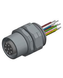 Flansch • Kupplung axial • M12x1 • 8-pol. • A-codiert • Litze • AWG24 • Ungeschirmt  PG9