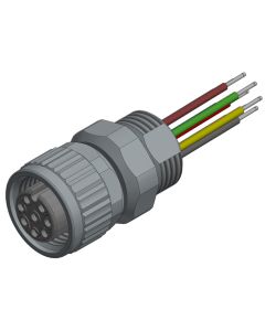 Flansch • Kupplung axial • Frontmontage • M12x1 • 8-pol. • A-codiert • Litze • AWG24 • Ungeschirmt  M16x1,5